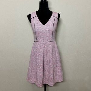 Banana Republic dress women 2 cotton blend sleeveless piped tweed fit & flare